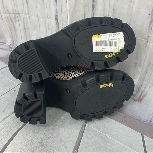 Gianni Binni Tan Red Ryedderr Cheetah Heeled Lug Sole Combat Boots Leather 6M - Picture 14 of 14